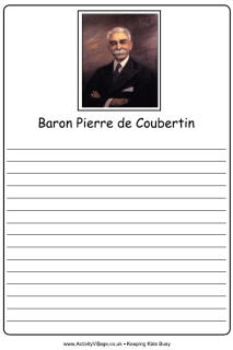 Pierre de Coubertin notebooking page