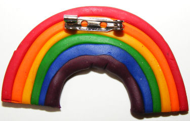 Rainbow brooch - back view