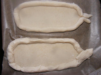 Salt dough cartouches ready for oven