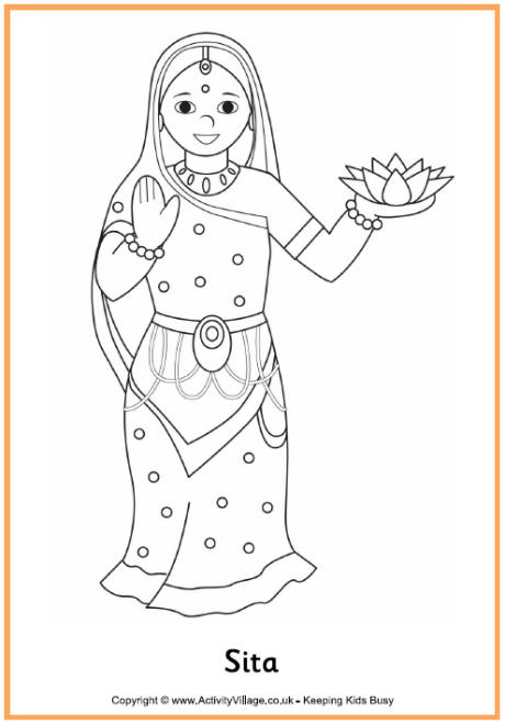 Sita Colouring Page for Diwali