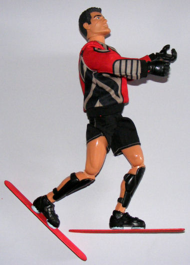 Our action man has a great set of skis!