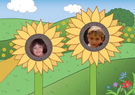Sunflower photo frames of the kids