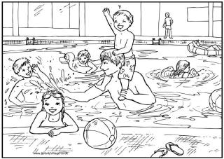 Swimming pool colouring page
