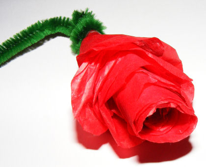 Tissue paper rose craft for kids