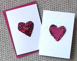 Home made Valentine Cards with glitter