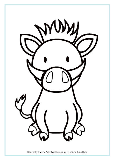 Warthog Colouring Page