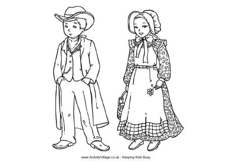 Wild West Children Colouring Page