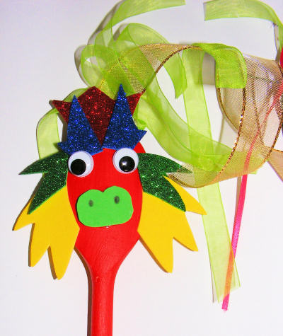 Wooden spoon Chinese dragon puppet