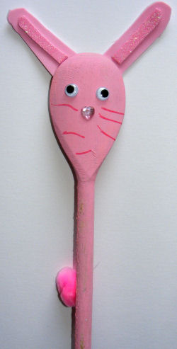Wooden spoon puppet bunny