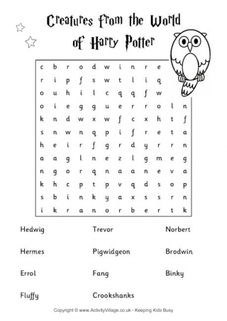 harry potter spells crossword puzzle
