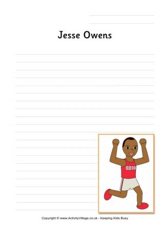 Jesse Owens Colouring Page