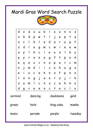 Mardi Gras Crossword Puzzle : MARDI GRAS ESL worksheet by pakk / To