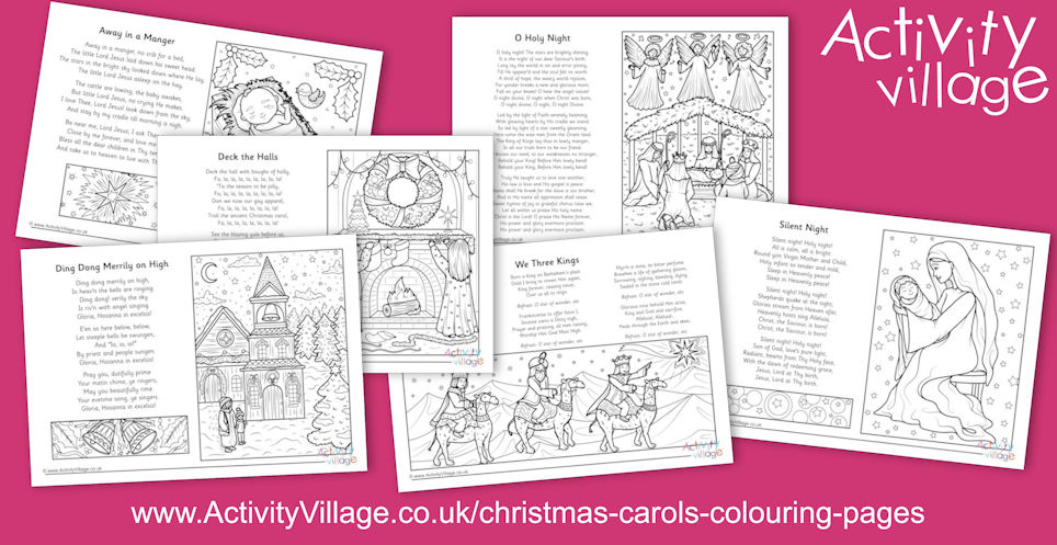 Beautiful New Christmas Carols Colouring Pages