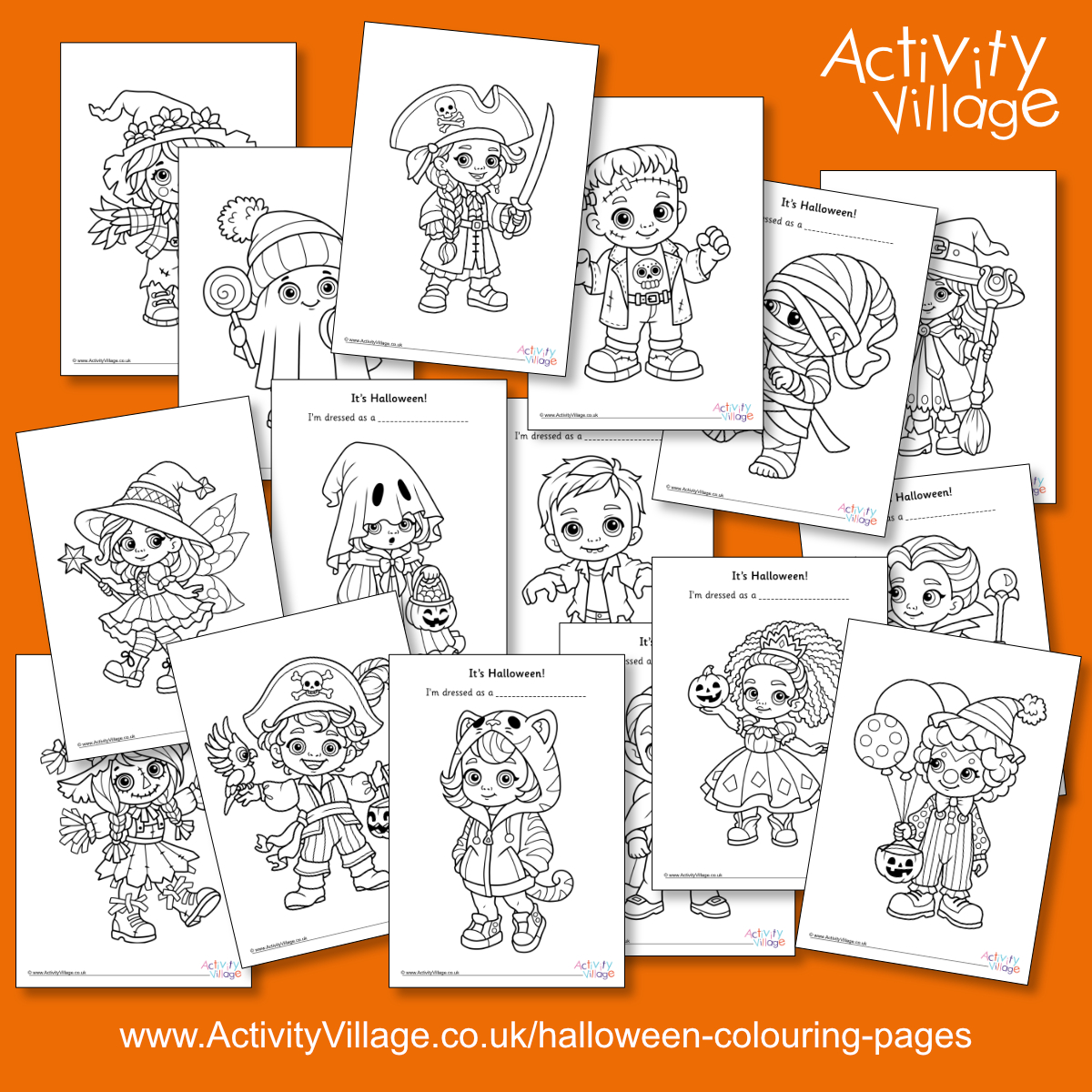 Brand New Halloween Colouring Pages - Kids in Costumes!