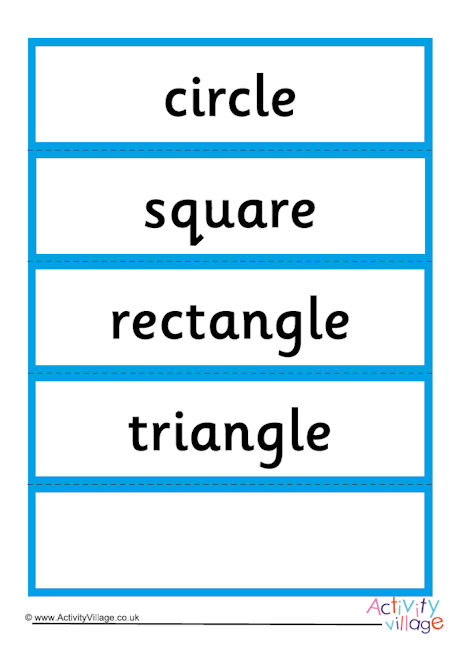 2D shape word cards - first 4 shapes