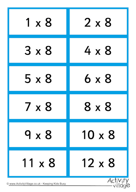 multiplication chart for 8