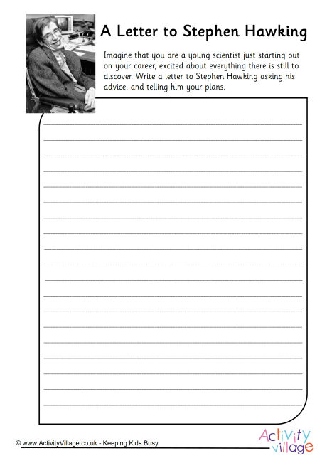 A letter to Stephen Hawking worksheet