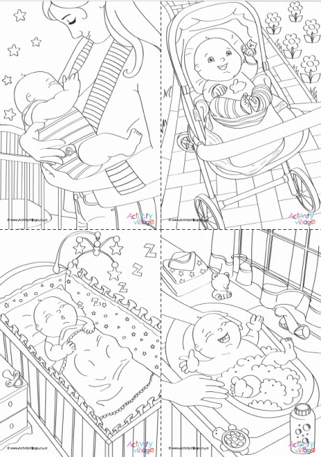 All Baby's Day Colouring Pages 1