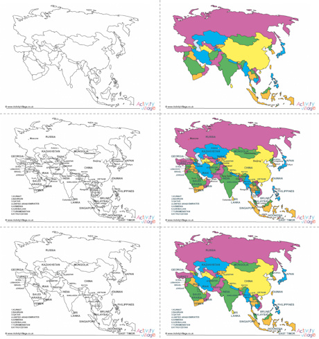Printable maps of Asia