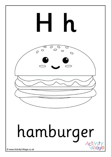 Alphabet colouring page H