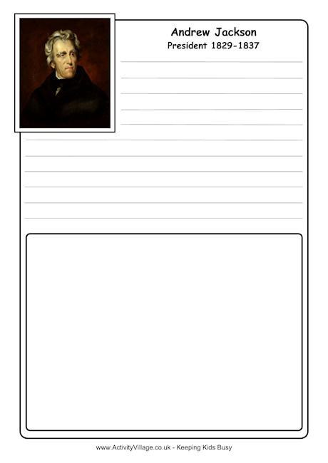 Andrew Jackson notebooking page