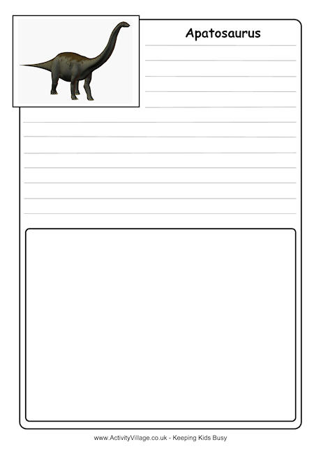 Apatosaurus notebooking page
