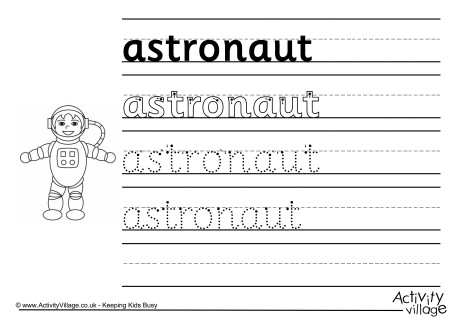 astronaut handwriting worksheet