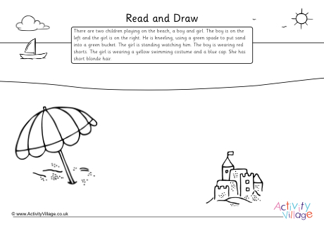 At the beach read and draw