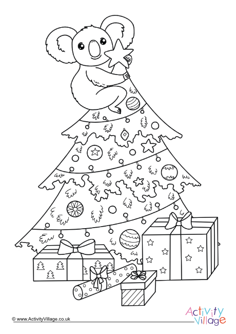 Aussie Christmas tree colouring page