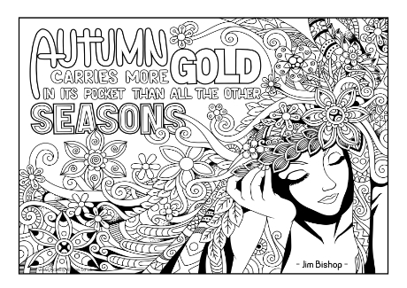 Autumn gold colouring page