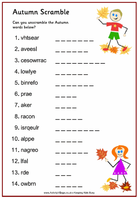 Autumn Scramble Puzzle