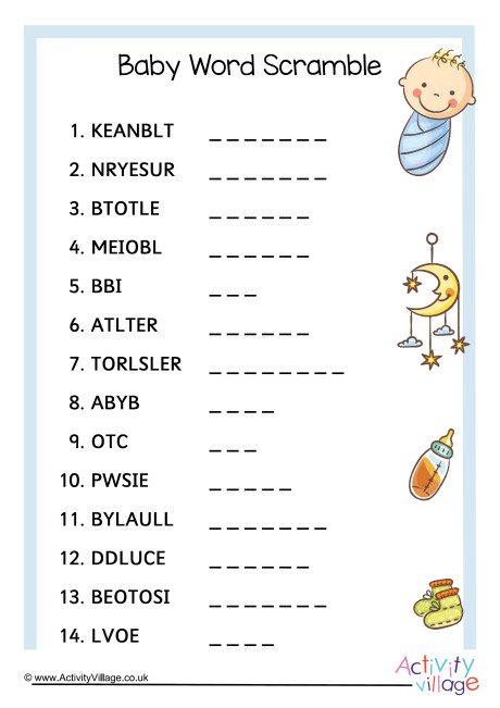 Baby Word Scramble Printable