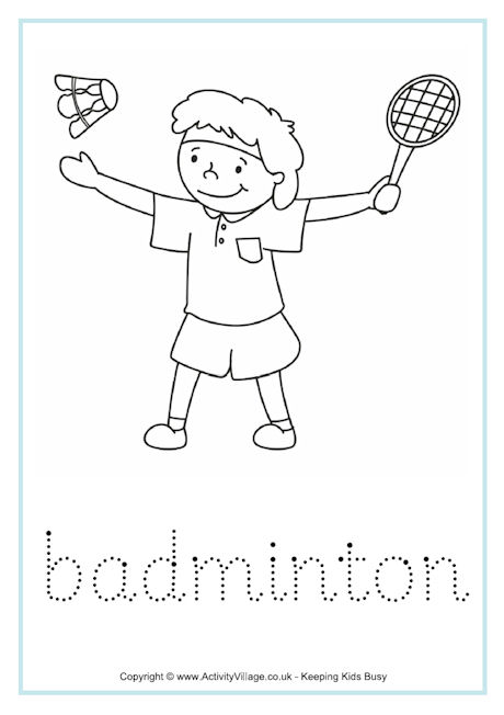 badminton word tracing