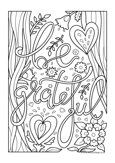 Be grateful colouring page
