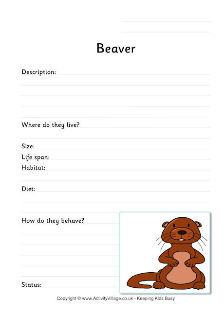 beaver worksheet