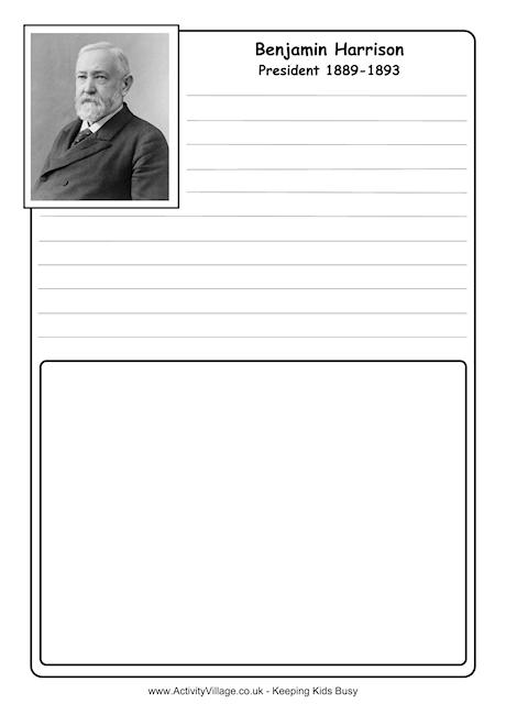 Benjamin Harrison notebooking page