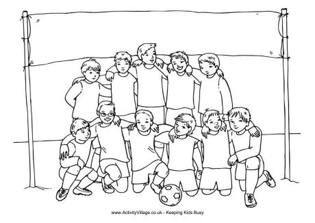 Download Boys Soccer Team Colouring Page