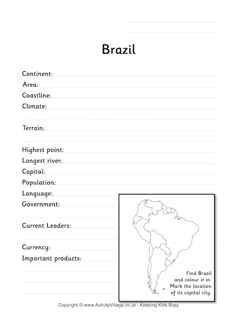 Brazil fact worksheet