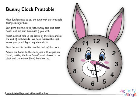 Bunny clock printable