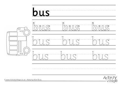 Bus Handwriting Worksheet 1