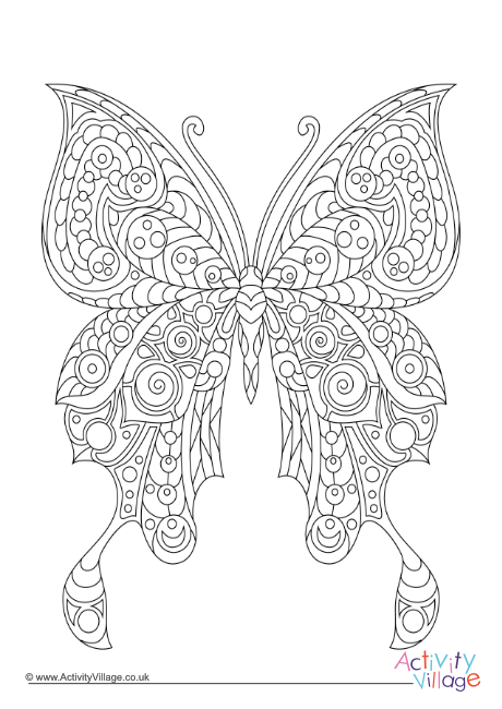 Butterfly doodle colouring page 6