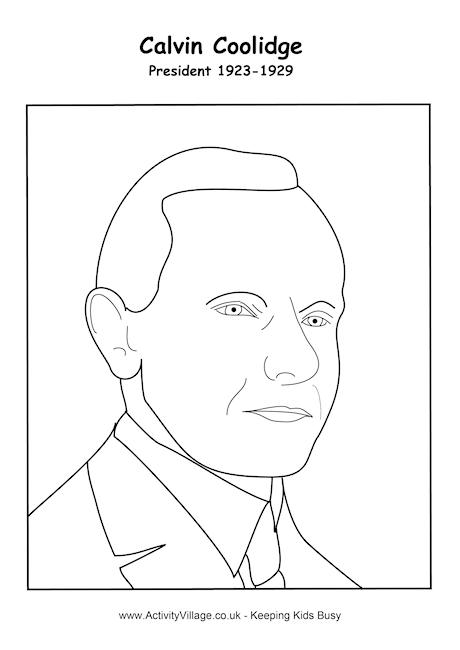 Calvin Coolidge colouring page