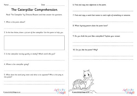 Caterpillar comprehension questions