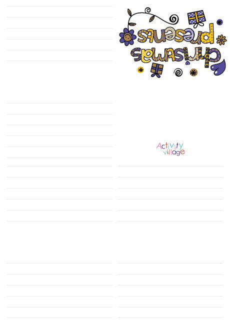 Christmas Presents Booklet