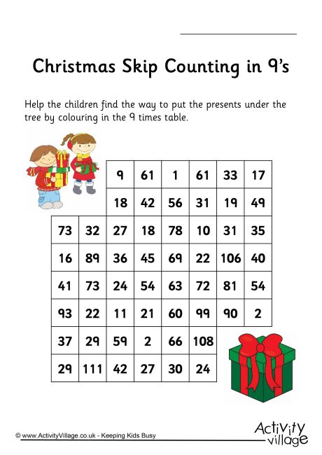 Christmas stepping stones - skip counting by 9