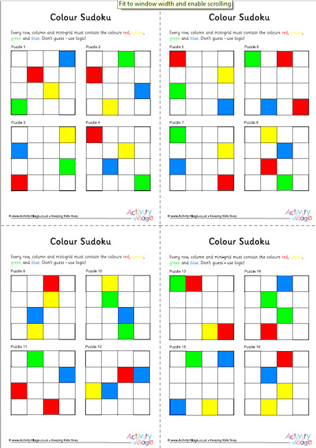 Colour Sudoku 4x4 Pack