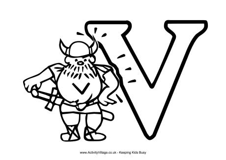 worksheet viking alphabet V Colouring Alphabet