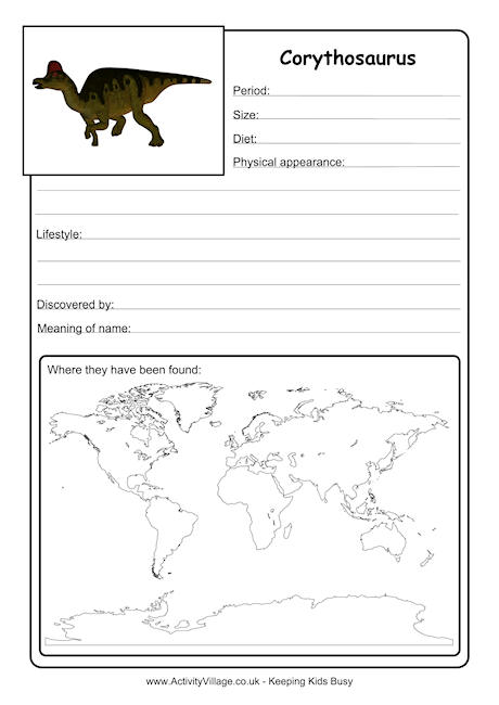 Corythosaurus worksheet