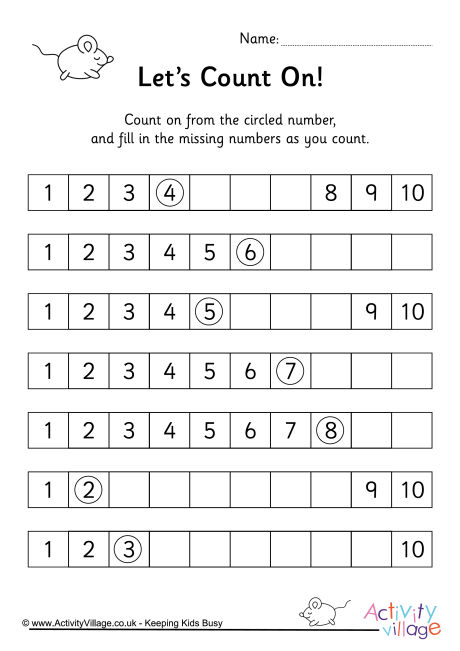 Count On Worksheet 2