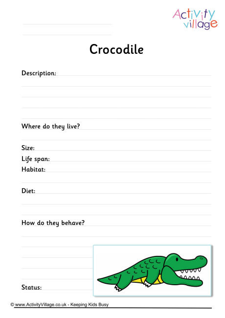 Crocodile Worksheet